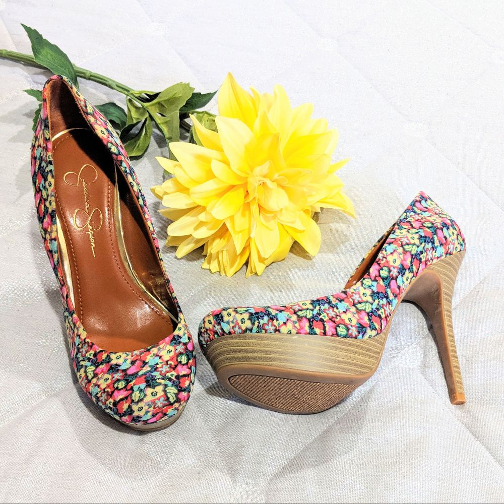 🆕 Jessica Simpson Floral High Heels Sz 8